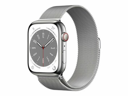 APPLE Watch Series 8 GPS + Cellular 45mm Silver Stainless Steel Case with Silver Milanese Loop