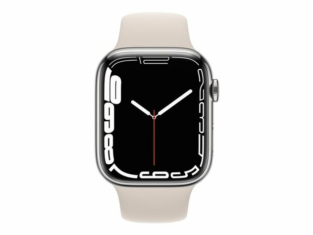 Apple Watch Series 7 (GPS + Cellular) - Silver Edelstahl - intelligente Uhr mit Sportband - Starlight - 32 GB