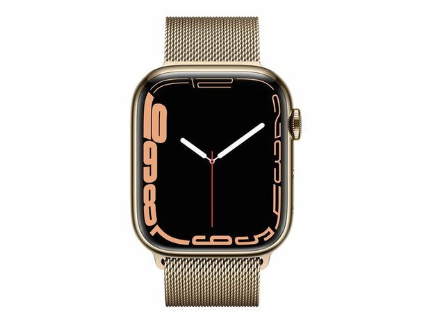 Apple Watch Series 7 (GPS + Cellular) - Gold,Edelstahl - intelligente Uhr mit Milanaise Armband - Gold - 32 GB